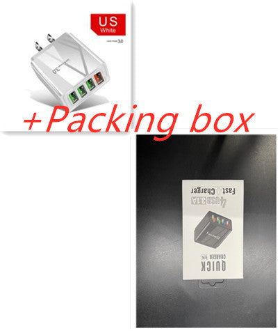 Illuminated 4-Port USB Mobile Phone Charger with 3A Fast Charging Head Multi-Device Power Adapter