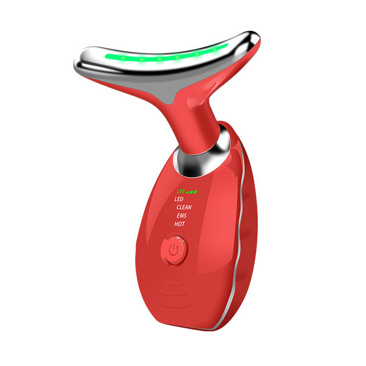 Neck Face Beauty Device Colorful LED Photon Therapy Skin Tighten Reduce Double Chin Anti Wrinkle Remove Lifting Massager - CyberLLC