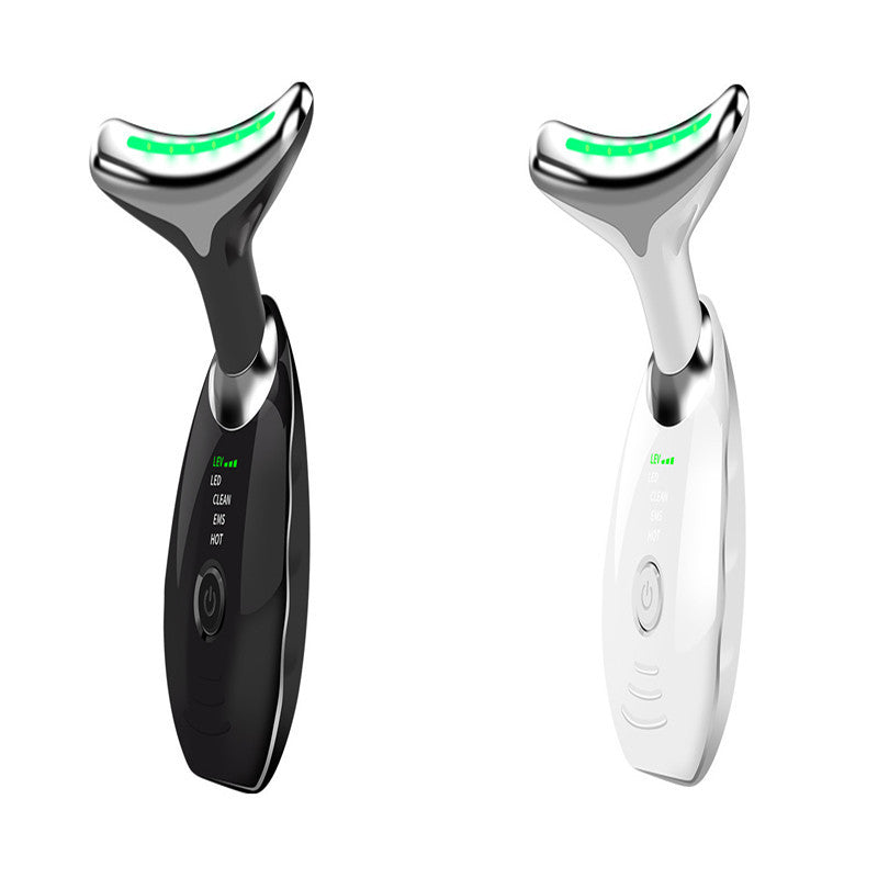 Neck Face Beauty Device Colorful LED Photon Therapy Skin Tighten Reduce Double Chin Anti Wrinkle Remove Lifting Massager - CyberLLC