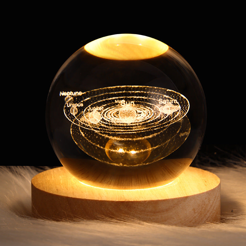Luminous Starry Sky And Planets Moon Moon Crystal Ball Small Night Lamp Projection Ambience Light Creative Gift New Strange Gift - CyberLLC