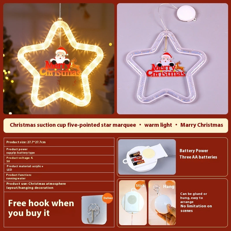 Christmas Pendant Decoration Christmas Atmosphere Led Lights Led Christmas Star Light Decoration For Window Door For Holiday - CyberLLC