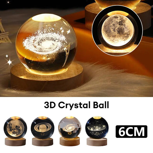 Luminous Starry Sky And Planets Moon Moon Crystal Ball Small Night Lamp Projection Ambience Light Creative Gift New Strange Gift - CyberLLC