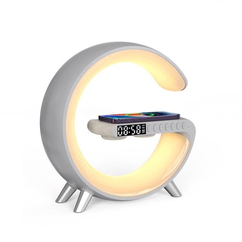 Smart, New G-Shaped LED Lamp: Bluetooth Speaker, Wireless Charger, & App-Controlled Atmosphere Light for Modern Home Decor - CyberLLC