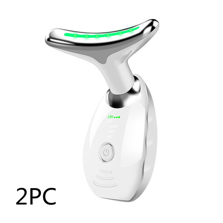 Neck Face Beauty Device Colorful LED Photon Therapy Skin Tighten Reduce Double Chin Anti Wrinkle Remove Lifting Massager - CyberLLC
