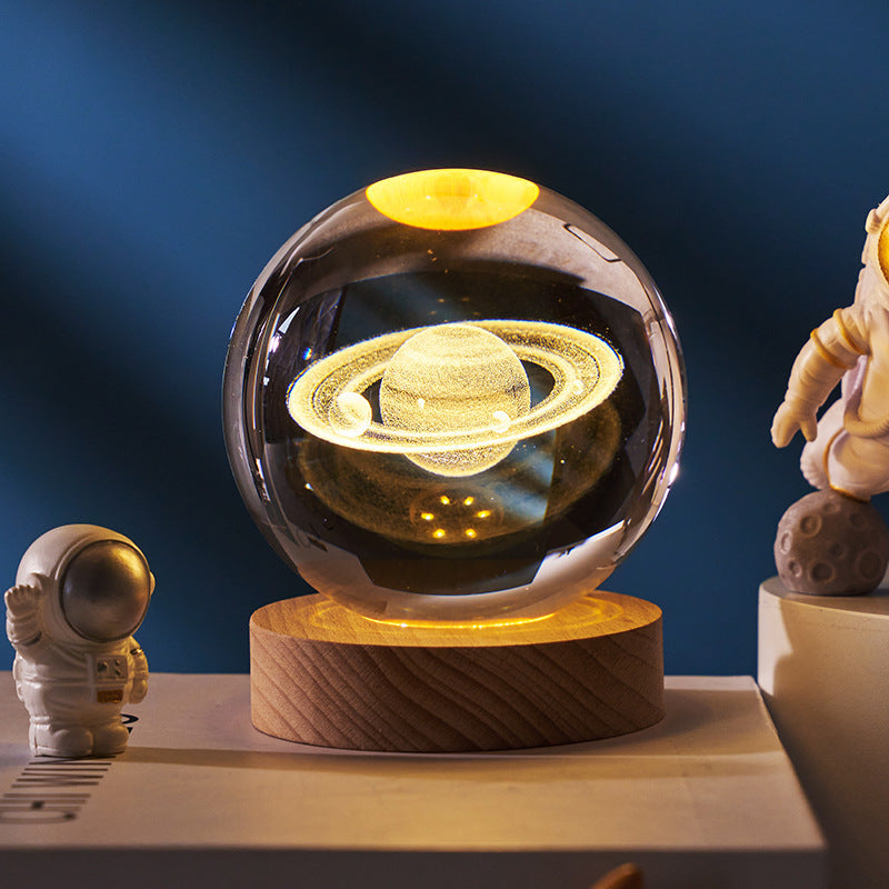 Luminous Starry Sky And Planets Moon Moon Crystal Ball Small Night Lamp Projection Ambience Light Creative Gift New Strange Gift - CyberLLC
