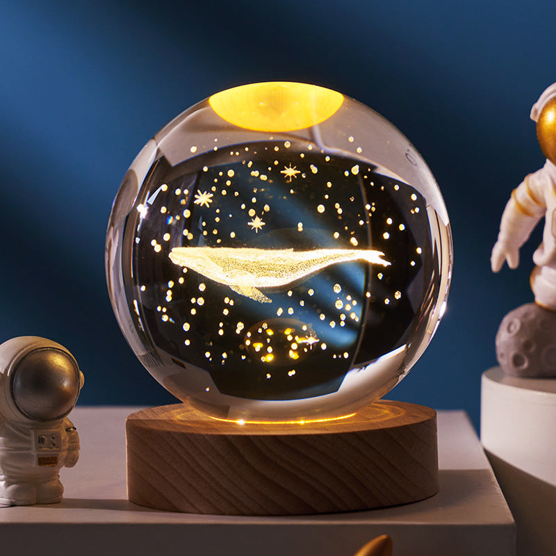 Luminous Starry Sky And Planets Moon Moon Crystal Ball Small Night Lamp Projection Ambience Light Creative Gift New Strange Gift - CyberLLC