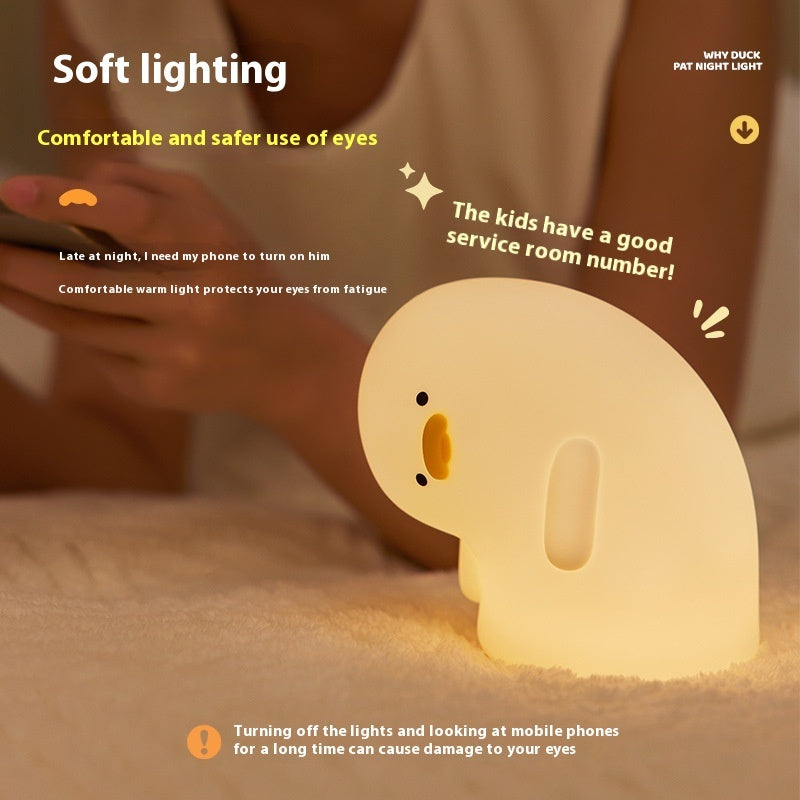 Cute Duck LED Night Light USB Rechargeable Nightlights Silicone Lamp Touch Soft Mood Light Child Kid Gift Bedroom Decor - CyberLLC