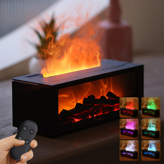 New Elegant Calming Flame Aromatherapy Machine Colorful Essential Oil Diffuser Home Large Fog Volume Flame Humidifier 3D Flame Fireplace Machine