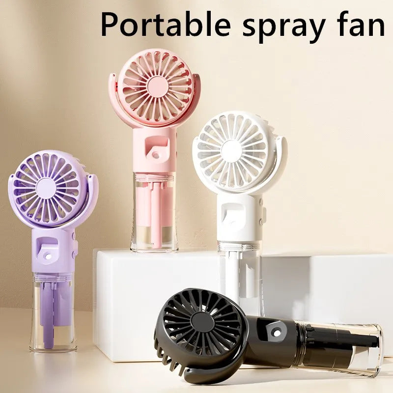 Portable Handheld Spray Fan 4-Speed Water Spray Mist Fan Summer Cooling Artifact USB Charging Summer Supplies Outdoor Mini Fan - CyberLLC