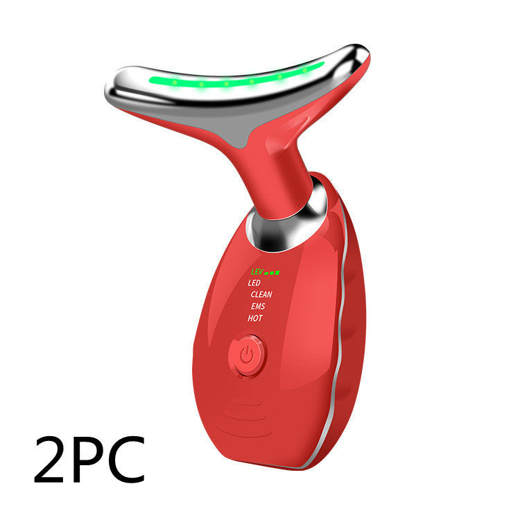 Neck Face Beauty Device Colorful LED Photon Therapy Skin Tighten Reduce Double Chin Anti Wrinkle Remove Lifting Massager - CyberLLC