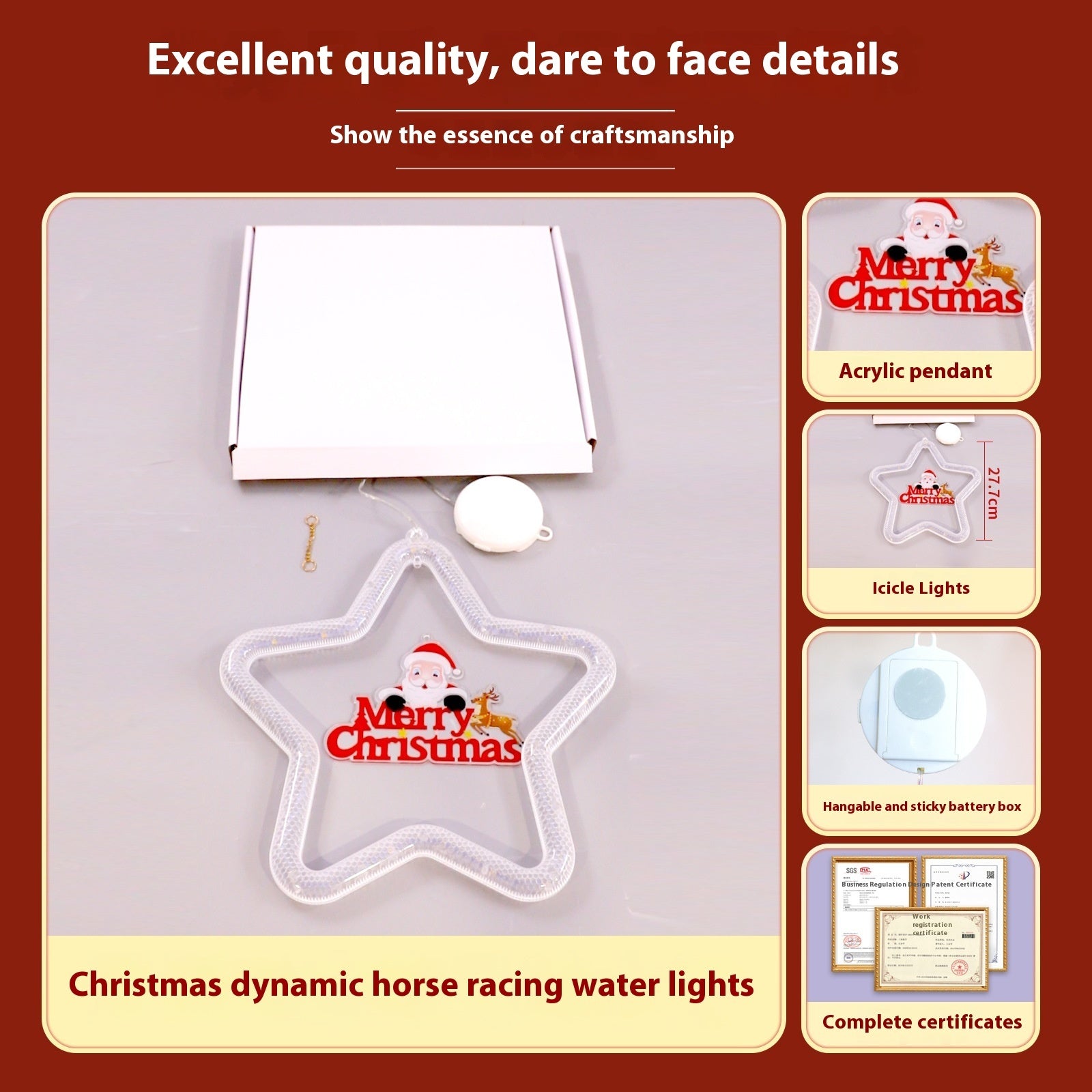 Christmas Pendant Decoration Christmas Atmosphere Led Lights Led Christmas Star Light Decoration For Window Door For Holiday - CyberLLC