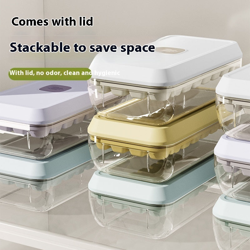 Ice Cube Tray 32 Grid Silicone Mould With Lid Shovel Storage Box Remove With One Click Ice Maker Summer Kitchen Gadget