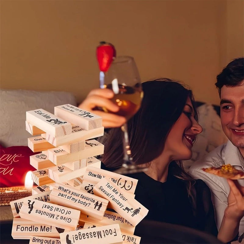 Jenga Couple Game Night Intimacy Block Tower Tumbling Tower Stacking Blocks Game Party Interactive Game