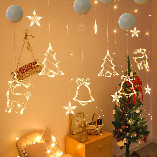 Christmas LED Suction Cup Window Lights, Santa, Reindeer, Snowman Holiday Chandelier Decor with Battery Power - CyberLLC