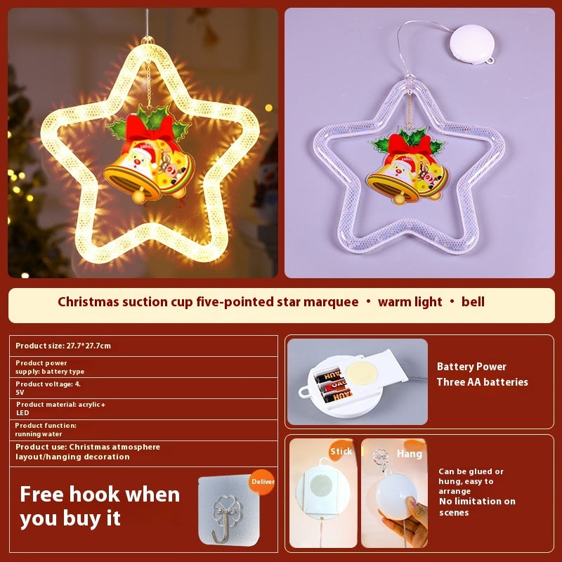 Christmas Pendant Decoration Christmas Atmosphere Led Lights Led Christmas Star Light Decoration For Window Door For Holiday - CyberLLC