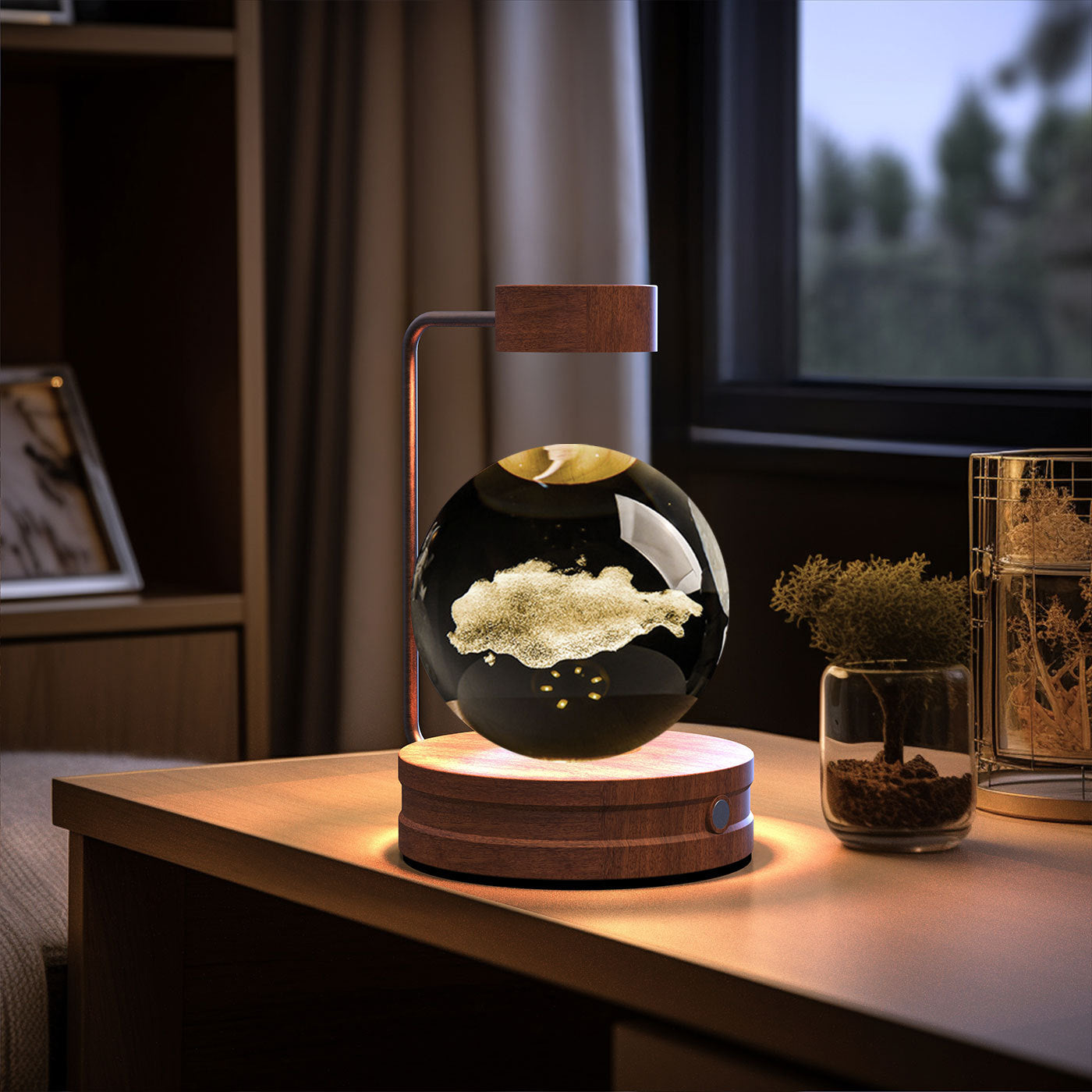 Crystal Ball Cosmic Dinosaur Indoor Night Light USB Power Warm Bedside Light Birthday Gift Night Lamp - CyberLLC