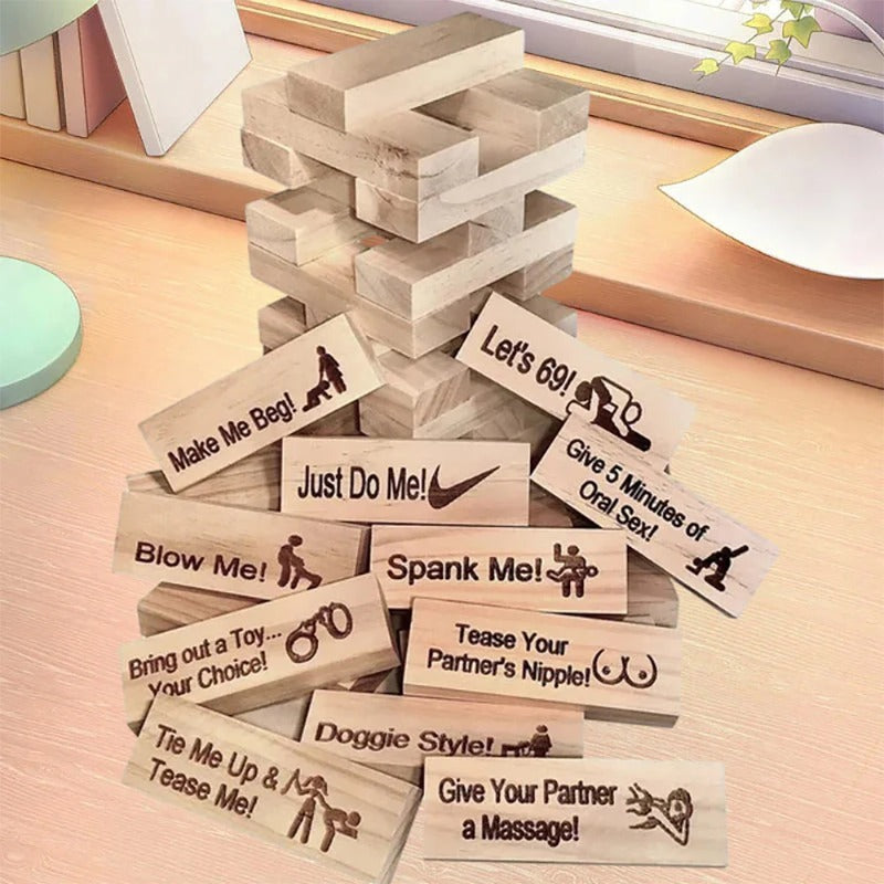 Jenga Couple Game Night Intimacy Block Tower Tumbling Tower Stacking Blocks Game Party Interactive Game