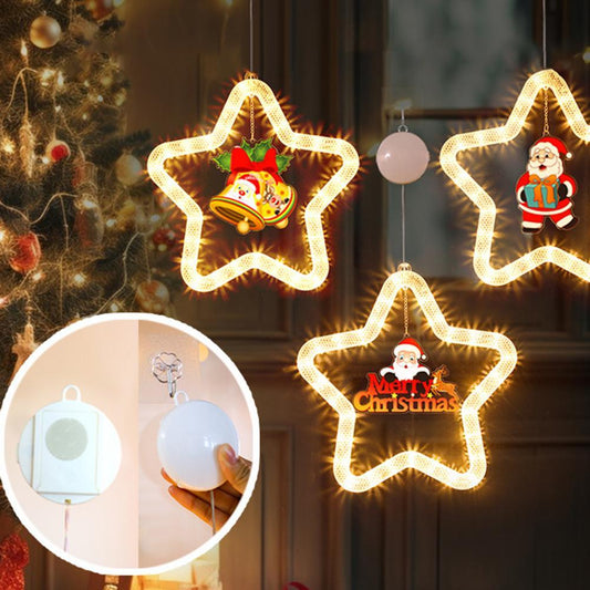 Christmas Pendant Decoration Christmas Atmosphere Led Lights Led Christmas Star Light Decoration For Window Door For Holiday - CyberLLC