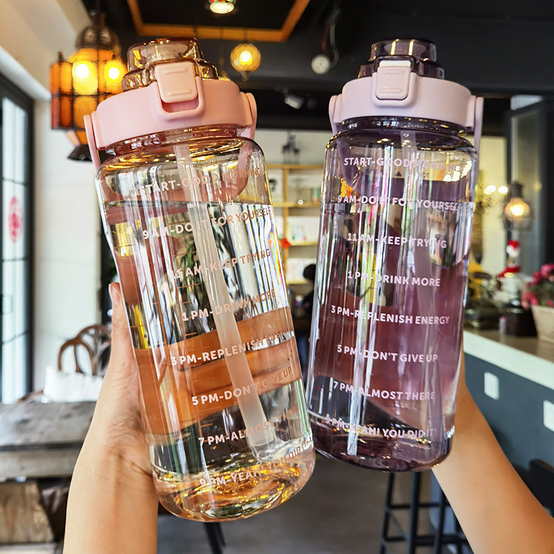 Large Plastic Cup Portable motivation Water Bottle - CyberLLC