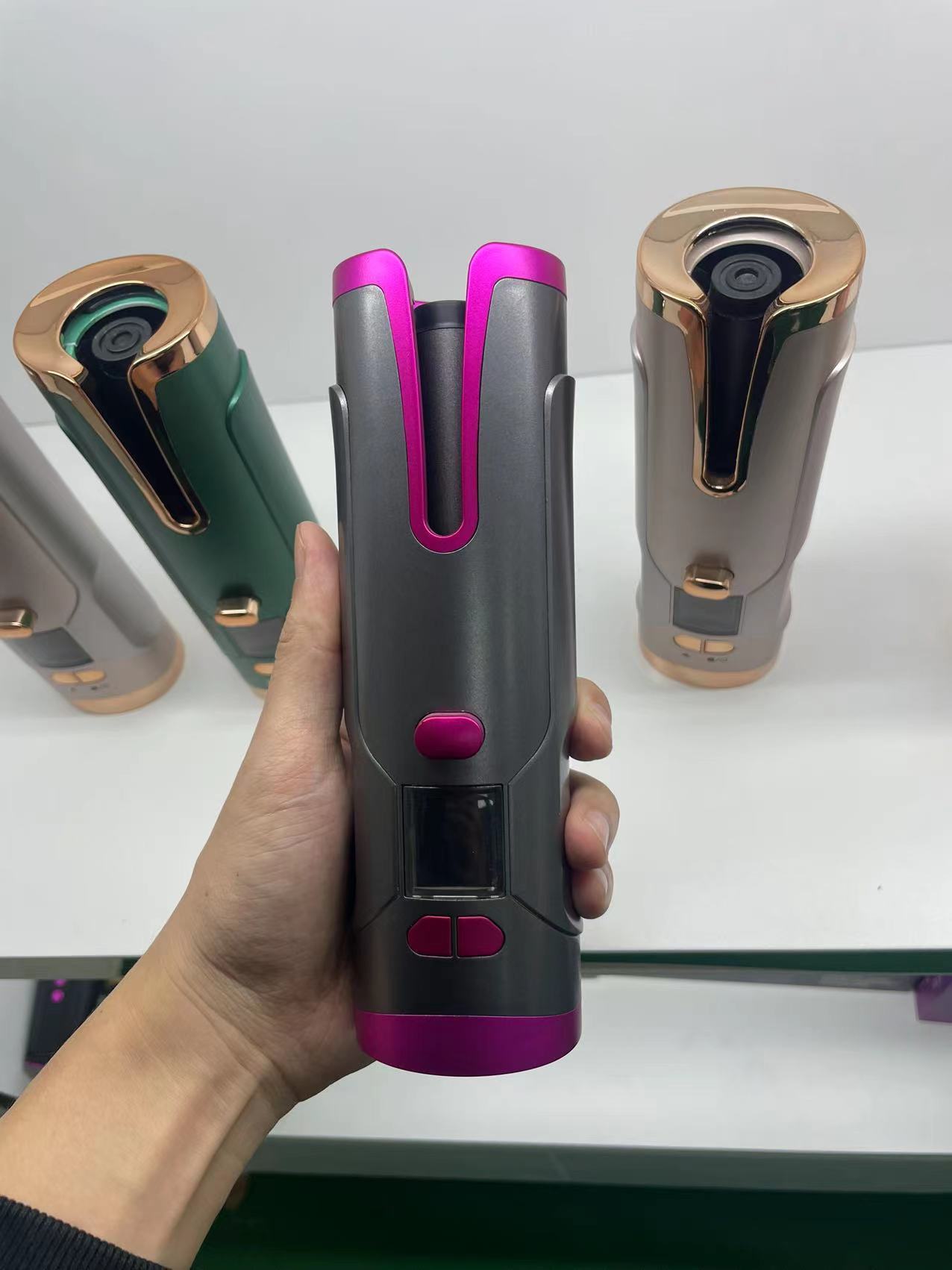 Rechargeable Automatic Hair Curler Women Portable Hair Curling Iron LCD Display Ceramic Curly Rotating Curling Wave Styer - CyberLLC
