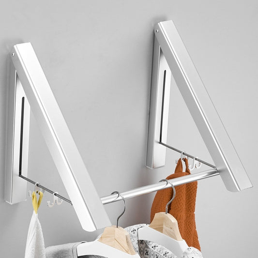 Foldable Invisible Folding Retractable Wall Hanger Punch Free Space Aluminum Waterproof Clothes Hanger