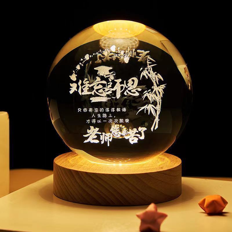 Luminous Starry Sky And Planets Moon Moon Crystal Ball Small Night Lamp Projection Ambience Light Creative Gift New Strange Gift - CyberLLC