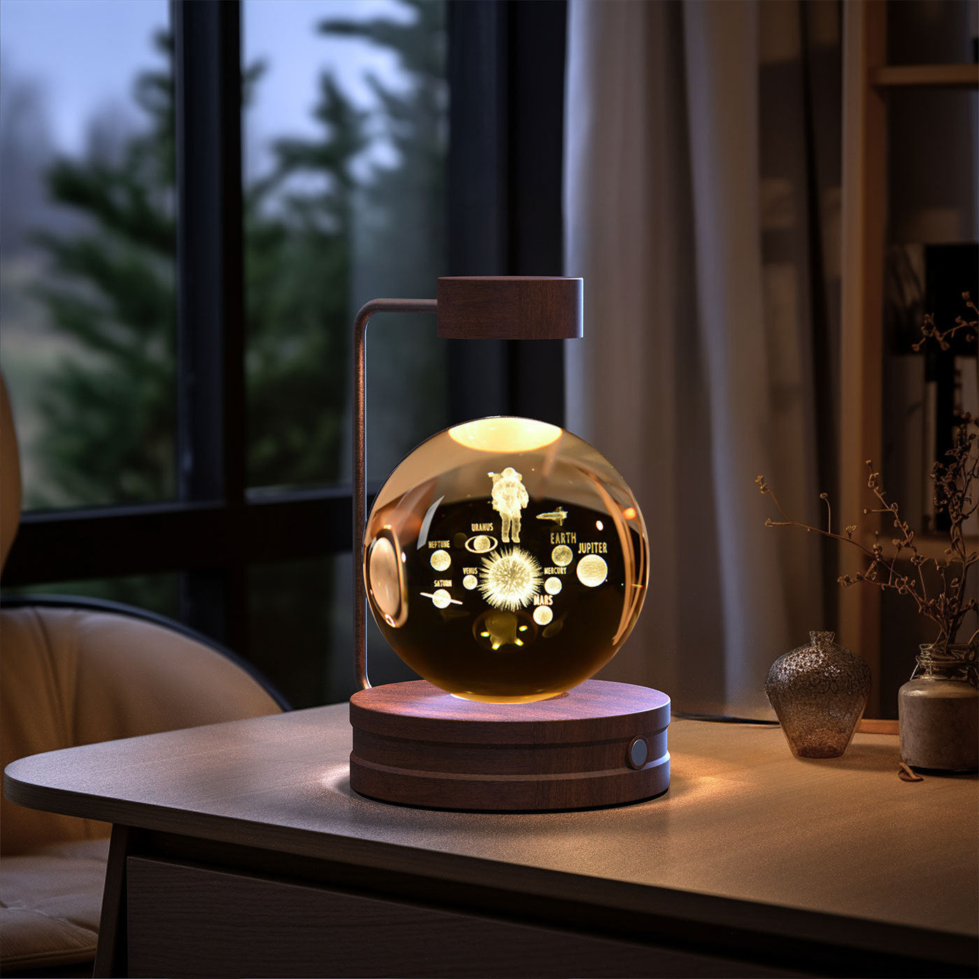 Crystal Ball Cosmic Dinosaur Indoor Night Light USB Power Warm Bedside Light Birthday Gift Night Lamp - CyberLLC