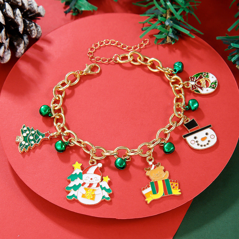 Creative Christmas Metal Chain Bracelet For Women Santa Claus Christmas Tree Snowflake Snowman Pearl Bangles Gift - CyberLLC