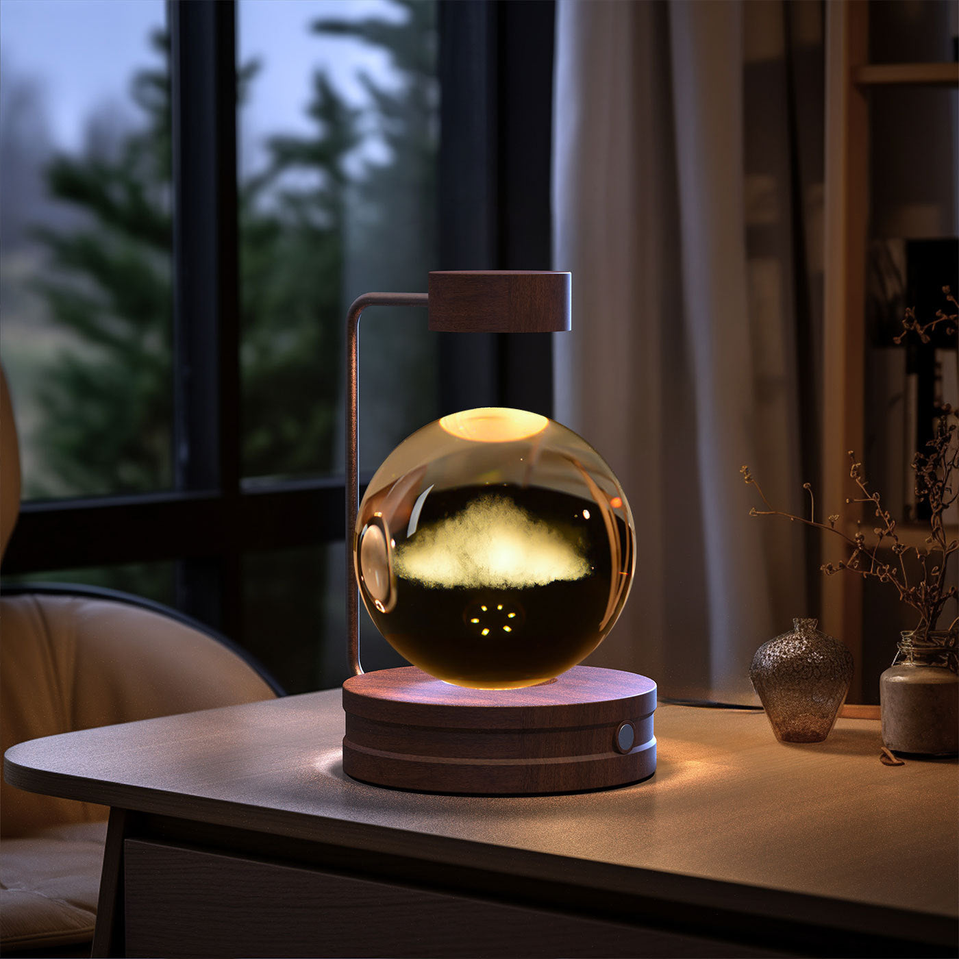 Crystal Ball Cosmic Dinosaur Indoor Night Light USB Power Warm Bedside Light Birthday Gift Night Lamp - CyberLLC