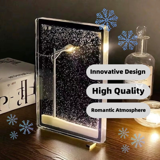 Handmade Magic Snowy Landscape Night Light, DIY Christmas Street Lamp with Flowing Snow Effect for Cozy Desktop Holiday Decor - CyberLLC