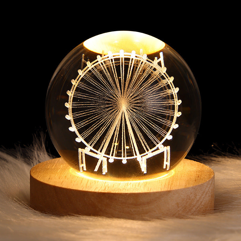 Luminous Starry Sky And Planets Moon Moon Crystal Ball Small Night Lamp Projection Ambience Light Creative Gift New Strange Gift - CyberLLC