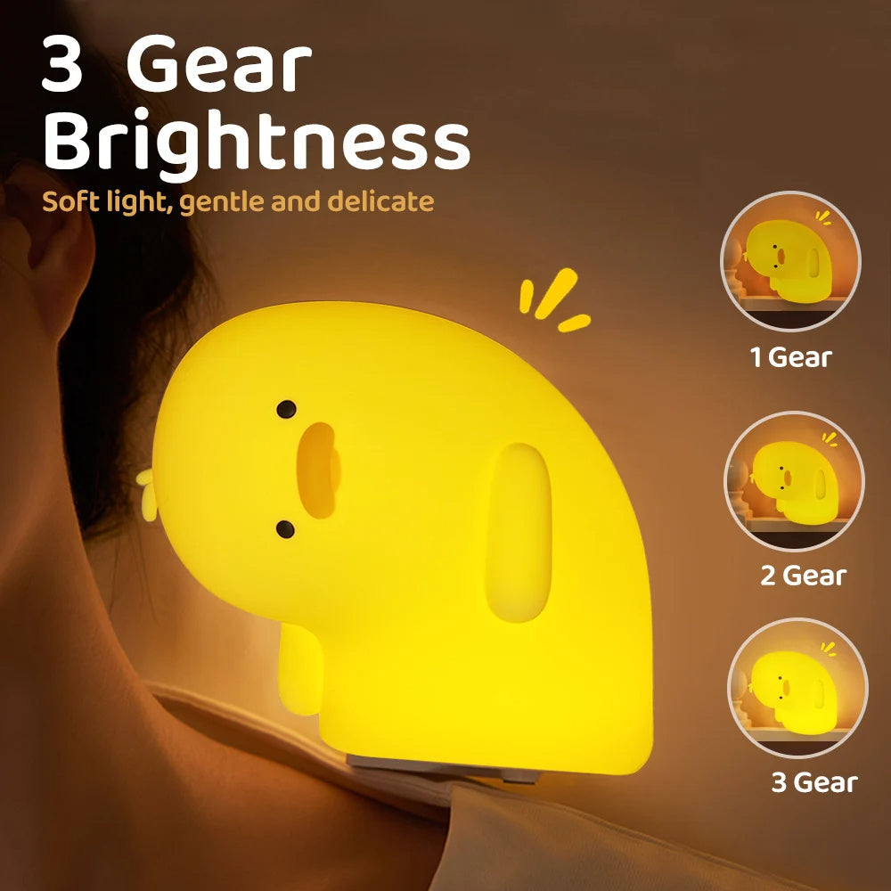 Cute Duck LED Night Light USB Rechargeable Nightlights Silicone Lamp Touch Soft Mood Light Child Kid Gift Bedroom Decor - CyberLLC