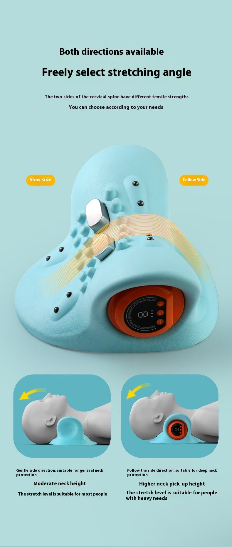 Neck Massager Adults Cervical Spine Relief Traction Portable Neck Head Acupuncture Point Massage Pillow - CyberLLC