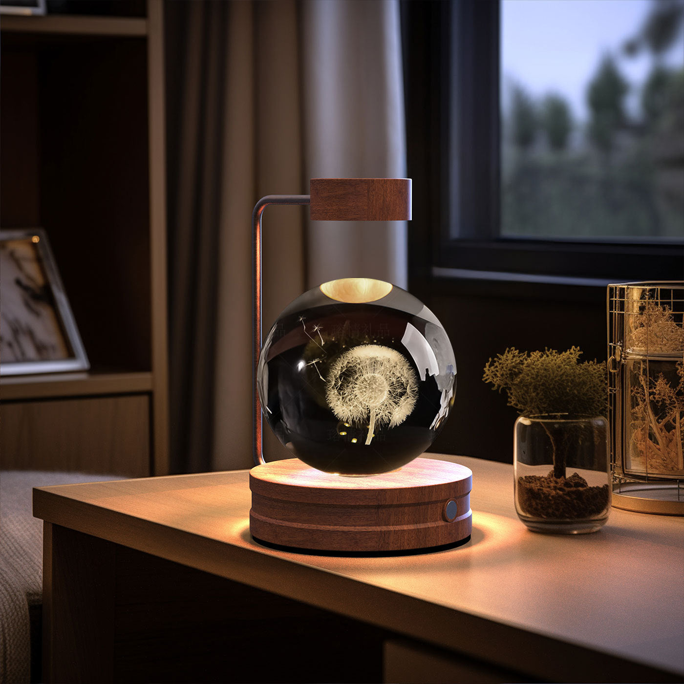 Crystal Ball Cosmic Dinosaur Indoor Night Light USB Power Warm Bedside Light Birthday Gift Night Lamp - CyberLLC