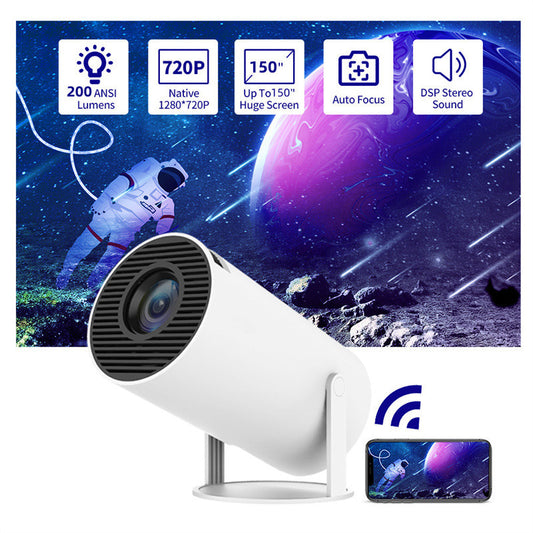 Chic Portable Projector: Compact Design with 180° Projection Angle and Auto-Focus for Home Theater Magic. - CyberLLC