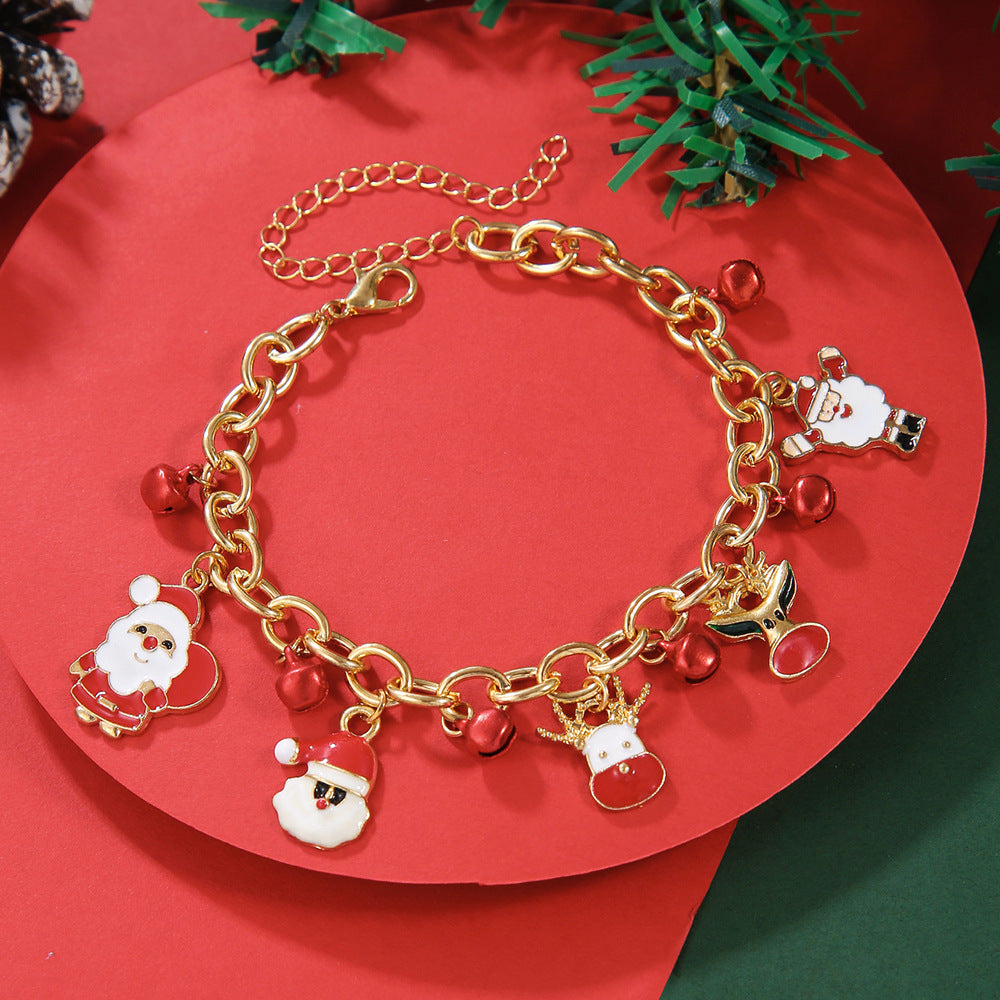 Creative Christmas Metal Chain Bracelet For Women Santa Claus Christmas Tree Snowflake Snowman Pearl Bangles Gift - CyberLLC