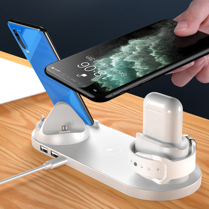 Wireless Charger For IPhone Fast Charger For Phone Fast Charging Pad For Phone Watch 6 In 1 Charging Dock Station - CyberLLC