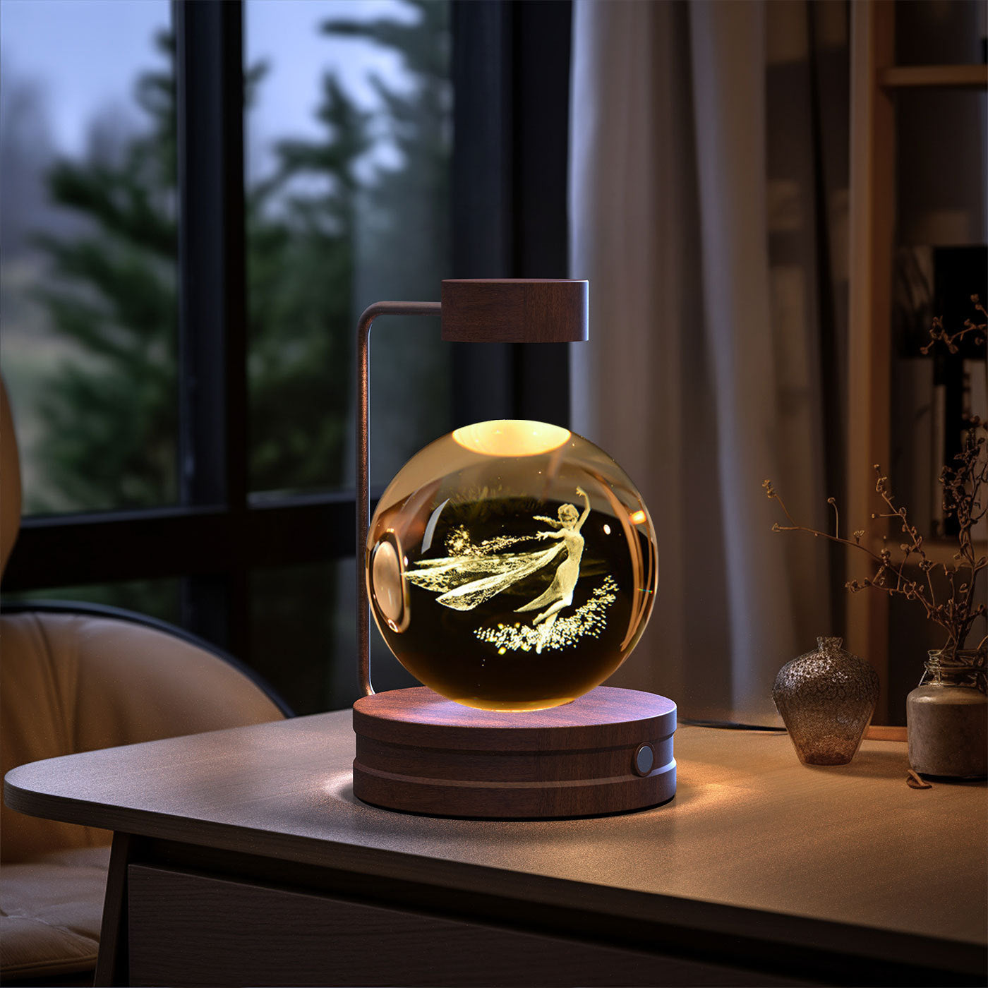Crystal Ball Cosmic Dinosaur Indoor Night Light USB Power Warm Bedside Light Birthday Gift Night Lamp - CyberLLC