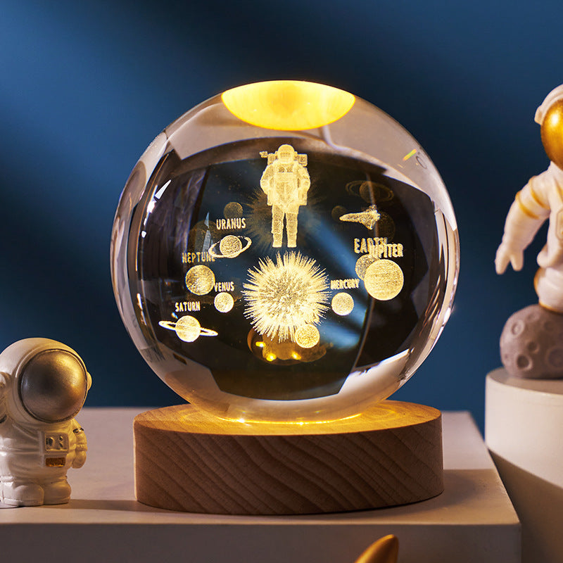 Luminous Starry Sky And Planets Moon Moon Crystal Ball Small Night Lamp Projection Ambience Light Creative Gift New Strange Gift - CyberLLC