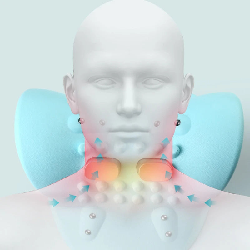 Neck Massager Adults Cervical Spine Relief Traction Portable Neck Head Acupuncture Point Massage Pillow - CyberLLC