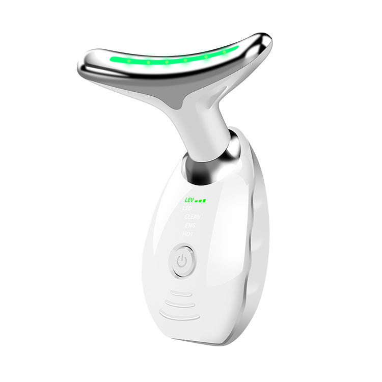 Neck Face Beauty Device Colorful LED Photon Therapy Skin Tighten Reduce Double Chin Anti Wrinkle Remove Lifting Massager - CyberLLC