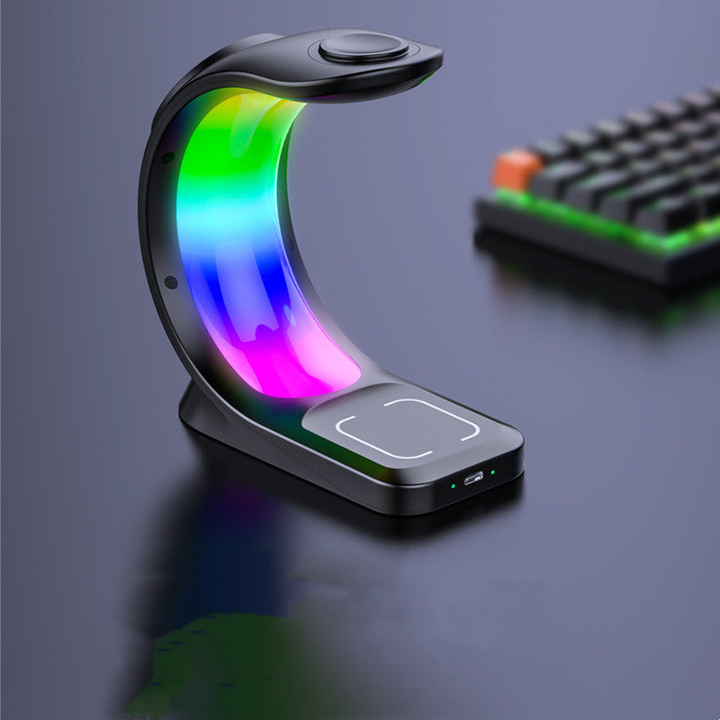 4 In 1 Magnetic Wireless Charger Fast Charging For Smart Phone Atmosphere Light Charging Station For Airpods Pro I-phone Watch - CyberLLC