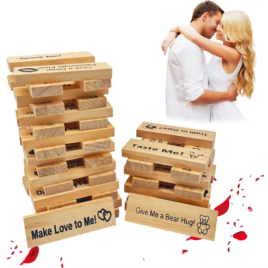 Jenga Couple Game Night Intimacy Block Tower Tumbling Tower Stacking Blocks Game Party Interactive Game