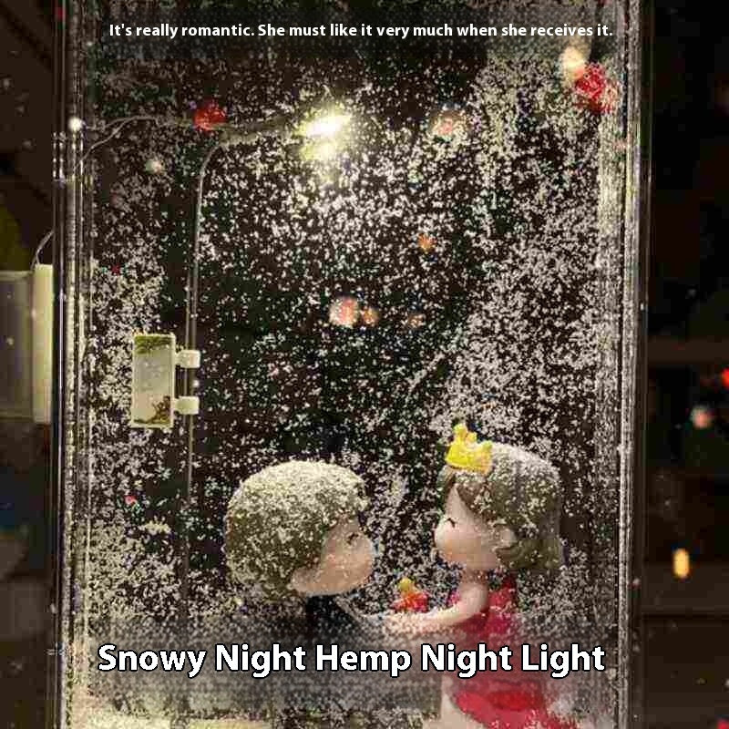 Handmade Magic Snowy Landscape Night Light, DIY Christmas Street Lamp with Flowing Snow Effect for Cozy Desktop Holiday Decor - CyberLLC