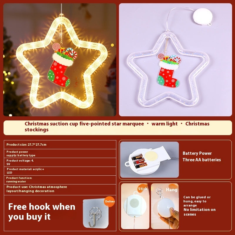 Christmas Pendant Decoration Christmas Atmosphere Led Lights Led Christmas Star Light Decoration For Window Door For Holiday - CyberLLC