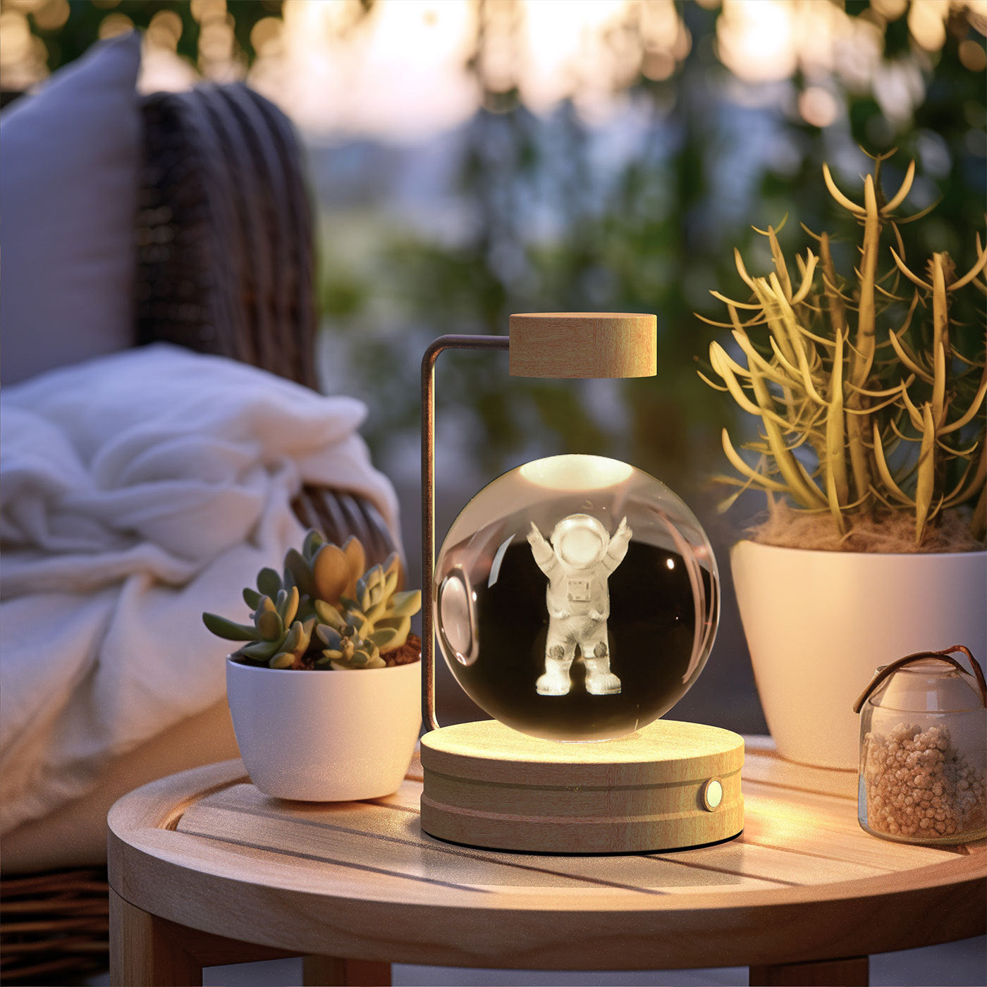 Crystal Ball Cosmic Dinosaur Indoor Night Light USB Power Warm Bedside Light Birthday Gift Night Lamp - CyberLLC