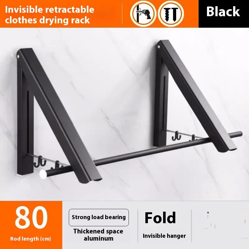 Foldable Invisible Folding Retractable Wall Hanger Punch Free Space Aluminum Waterproof Clothes Hanger