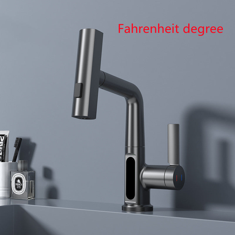 Intelligent Digital Display Faucet Pull-out Basin Faucet Temperature Digital Display Rotation - CyberLLC