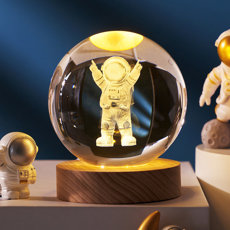 Luminous Starry Sky And Planets Moon Moon Crystal Ball Small Night Lamp Projection Ambience Light Creative Gift New Strange Gift - CyberLLC