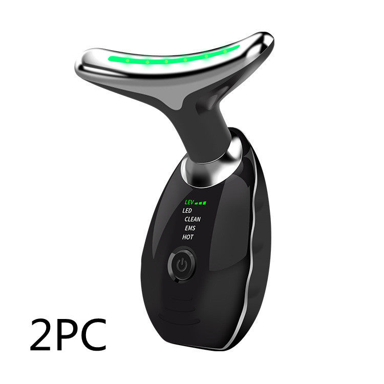 Neck Face Beauty Device Colorful LED Photon Therapy Skin Tighten Reduce Double Chin Anti Wrinkle Remove Lifting Massager - CyberLLC